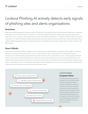Lookout Phishing AI 主动检测网络钓鱼网站的早期信号并向组织发出警报